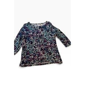 Croft & Barrow Women's 3/4 Sleeve Knit Blouse Top Floral Graphic